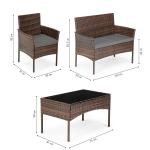 Meble ogrodowe technorattan sofa, stół, 2 fotele /brązowe/